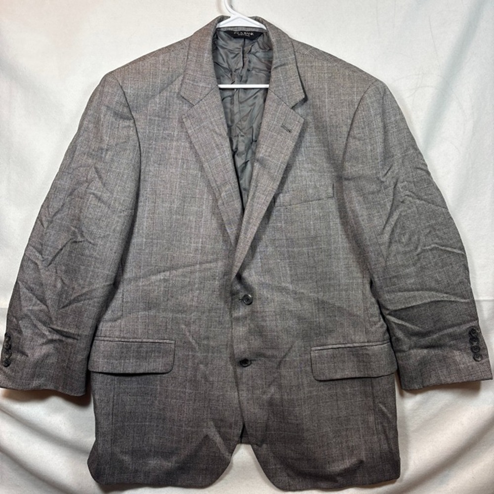 Jos. A. Bank Blazer Mens 44S Grey Excellent Silk Camel Hair Glen Plaid 2-Button